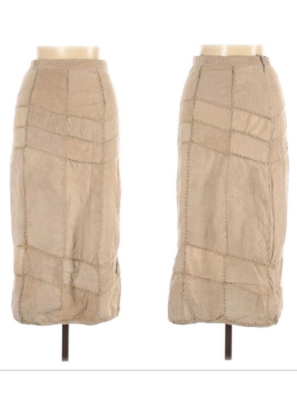 SELENE SPORT Suede Stitched Laced Midi Skirt 10